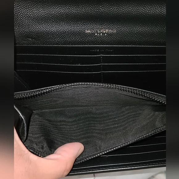 Authentic YSL black leather long wallet - Picture 9 of 15